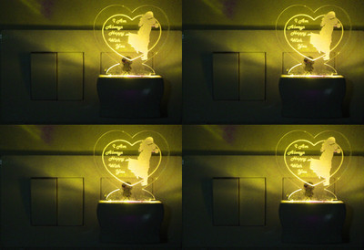 AFAST 3D Illusion Happy Couple Dancing LED Night Lamp (Pack Of 4) Night Lamp(10 cm, White)