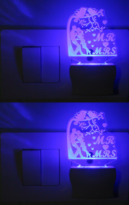 AFAST 3D Illusion Kissing Couple LED Night Lamp (Pack Of 2) Night Lamp(10 cm, White)