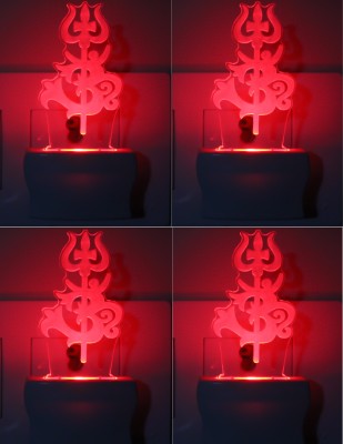 Somil 3D Illusion Effect Hindu God OM With Holy Trident LED Night Lamp (Pack Of 4) Night Lamp(10 cm, Multicolor)