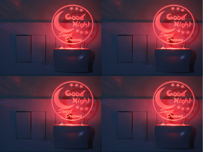 AFAST 3D Illusion Symbol Of Good Night LED Night Lamp (Pack Of 4) Night Lamp(10 cm, White)