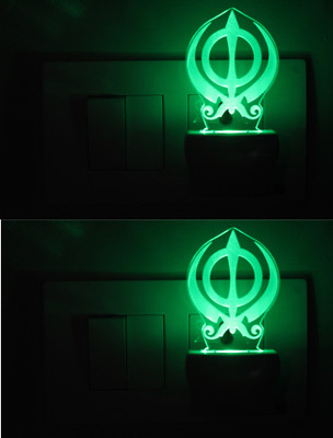 AFAST 3D Illusion Symbol ofSikh Khanda LED Night Lamp (Pack Of 2) Night Lamp(10 cm, White)