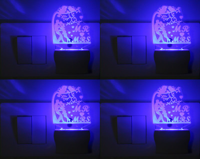 AFAST 3D Illusion Kissing Couple LED Night Lamp (Pack Of 4) Night Lamp(10 cm, White)