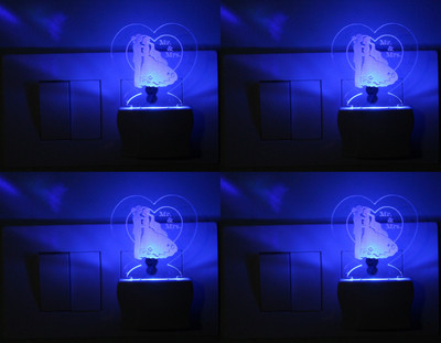 Somil 3D Illusion Effect Couple LED Night Lamp (Pack Of 4) Night Lamp(10 cm, Multicolor)