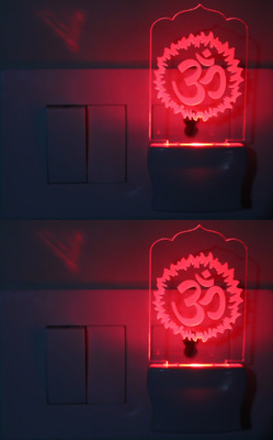 AFAST 3D Illusion Symbol Of Holy OM LED Night Lamp (Pack Of 2) Night Lamp(10 cm, White)