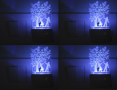 AFAST 3D Illusion Dancing Couple LED Night Lamp (Pack Of 4) Night Lamp(10 cm, White)