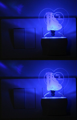 AFAST 3D Illusion Couple LED Night Lamp (Pack Of 2) Night Lamp(10 cm, White)