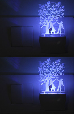 AFAST 3D Illusion Dancing Couple LED Night Lamp (Pack Of 2) Night Lamp(10 cm, White)