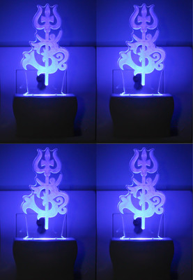 AFAST 3D Illusion Symbol Of OM With Holy Trident LED Night Lamp (Pack Of 4) Night Lamp(10 cm, White)
