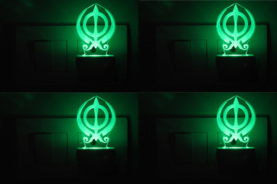 AFAST 3D Illusion Symbol ofSikh Khanda LED Night Lamp (Pack Of 4) Night Lamp(10 cm, White)