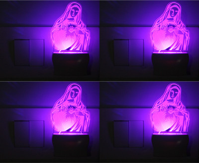 AFAST 3D Illusion Holy Saint Mary LED Night Lamp (Pack Of 4) Night Lamp(10 cm, White)