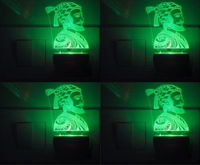 AFAST 3D Illusion Bravest ShivaJi LED Night Lamp (Pack Of 4) Night Lamp(10 cm, White)