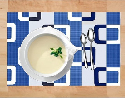 Trendy Home Decor Rectangular Pack of 6 Table Placemat(Blue, PVC)