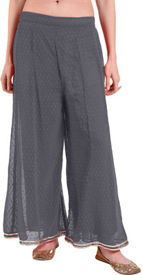 FLOREOS Flared Women Grey Trousers