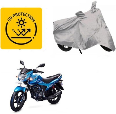 MOTOWORLD Waterproof Two Wheeler Cover for TVS(Victor New, Silver)