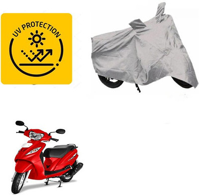 MOTOWORLD Waterproof Two Wheeler Cover for TVS(Wego, Silver)