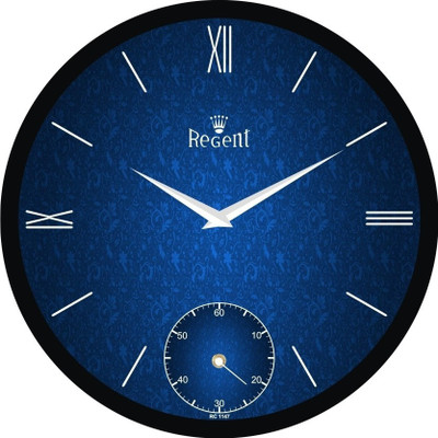 Regent Analog 28 cm X 28 cm Wall Clock(Black, With Glass)