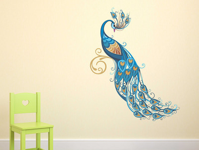 Littlebuds 65 cm peacock Removable Sticker(Pack of 1)