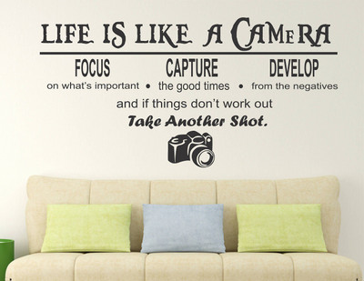 WALLSTICK 70 cm Life & Camera Quotes Removable Sticker(Pack of 1)