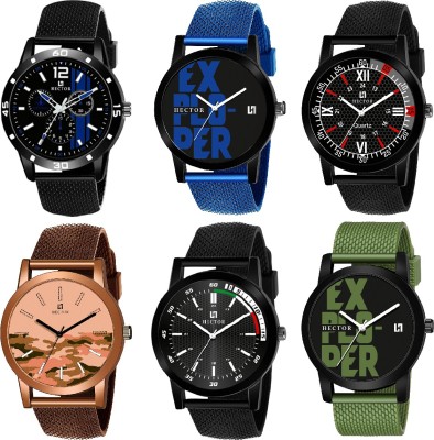 Hector HC07-08-09-21-23-25 New Stylish Attractive Designer Combo Set of 6 Analog Watch  - For Men