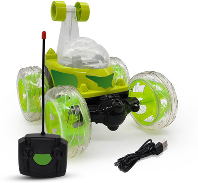 Mahi Zone Rechargeable Remote Control Twisting Stunt Car with 360 Degrees Rotation N41(Green)
