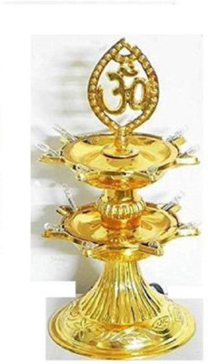 Vonc 2 Layer Electric Gold LED Plastic Diya Light For Diwali Temple Decoration (Pack of 1) Table Diya (Height: 8 inch) Plastic Table Diya(Height: 8 inch)