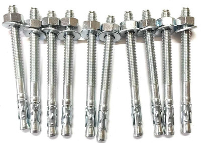 A C Engineers Wedge Type Fully Threaded Design Expansion Zinc Plated Anchor Bolts (8mm X 100mm) Pack of 10 Pcs Wedge Anchor(10 cm)