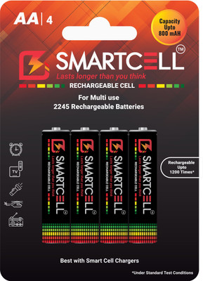 Smartcell AA Ni-MH Rechargeable 800mAH Battery  (Pack Of 4) For Rs. 186 @ 66 %