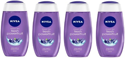 NIVEA Shower Gel Fresh Powerfruit Antioxidants & Blueberry Scent Each 250ml(4 x 250 ml)