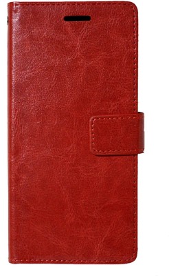 Coverage Flip Cover for Wallet Case Samsung J8 -SM-J810G(Red, Grip Case, Pack of: 1)