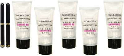 BTNT PERFECT FOUNDATION ILLUMINATING SMOOTH AND FLAWLESS FACE DROP GEL PRIMER WITH MOST POPULAR LONG LASTING MATTE FINISH KAJAL(7 Items in the set)