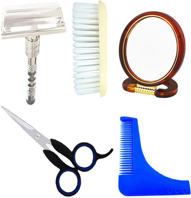MGP FASHION mini shaving combo Good quality Beard Shaving brush & Styling Tool Comb Accessories Double Sided Small circle Mirror stainless steel finny scissors rotate razor for home and travel use(5 Items in the set) MGP FASHION mini shaving combo Good quality Beard Shaving brush & Styling Tool Comb Accessories Double Sided Small circle Mirror stainless steel finny scissors rotate razor for home and travel use(5 Items in the set)