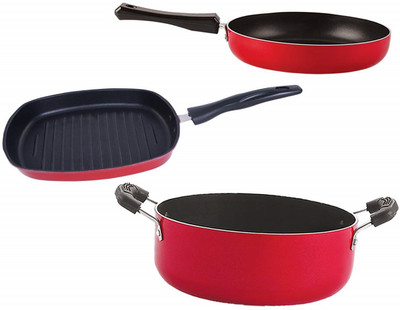 NIRLON FP10_GP22.5_CS24 Non-Stick Coated Cookware Set(PTFE (Non-stick), Aluminium, 3 - Piece)