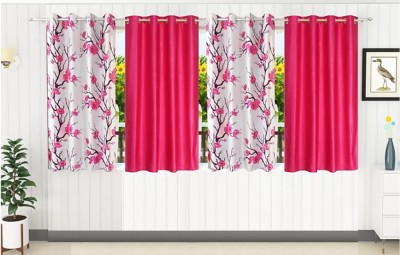 Flipkart SmartBuy 153 cm (5 ft) Polyester Blackout Window Curtain (Pack Of 4)(Printed, Pink)