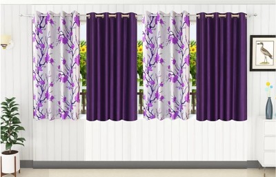 Flipkart SmartBuy 153 cm (5 ft) Polyester Blackout Window Curtain (Pack Of 4)(Printed, Purple)