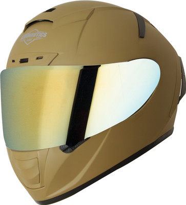 Steelbird SA-2 7Wings Super Aeronautics Full Face Helmet in Matt Battle Green Motorbike Helmet(Matt Desert Storm with Night Vision Gold Visor)