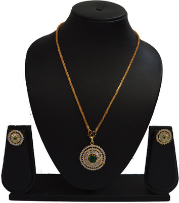 Sandhya Designer Studio Metal Gold-plated Green, Gold Jewellery Set(Pack of 1)
