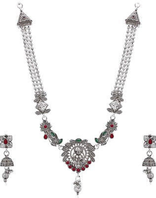 Sukkhi Alloy Rhodium Maroon, Green Jewellery Set(Pack of 1)