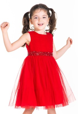 Nitt Hyman  - Cherry Crumble Indi Midi/Knee Length Party Dress(Red, Sleeveless)
