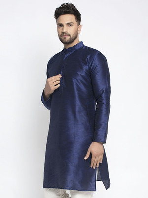 Jompers Men Solid Straight Kurta(Blue)