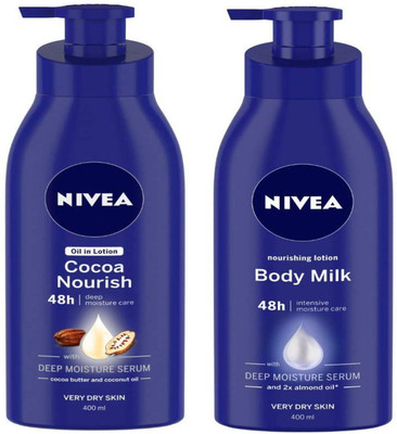 NIVEA Cocoa nourishing lotion 400 ml & Body milk lotion 400 ml(800 ml)