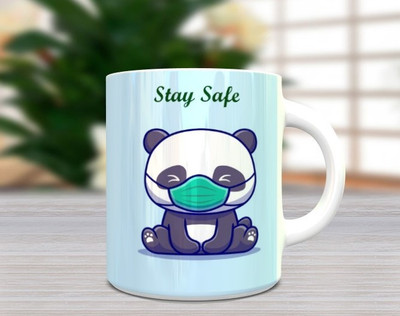 BlueBells Gifting Stay safe cartoon kids mug Ceramic Coffee Mug(325 ml)