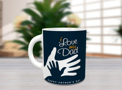 BlueBells Gifting I love my Dad Printed | Gift for Happy Father's Day Ceramic Coffee Mug(325 ml)