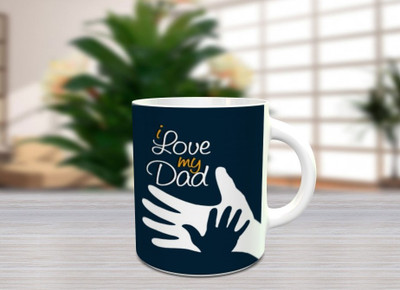 BlueBells Gifting I love my Dad White Printed Ceramic Coffee Mug(325 ml)