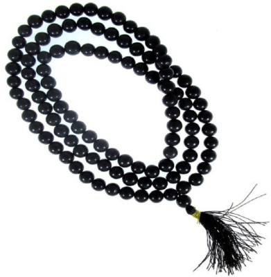 Takshila Gems Natural Black Agate Mala 108+1 (6 mm) Knotted Beads Mala Lab Certified, Black Agate Rosary Black Hakik Mala Agate Stone Necklace