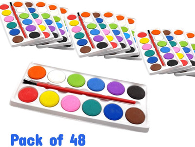 ShubhKraft Water Color Cakes 12 Shades(Set of 48, Multicolor)