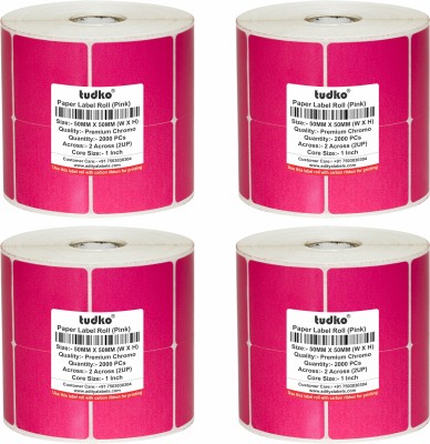 tudko 50 mm X 50 mm Chromo Self Adhesive Paper Label(Pink)