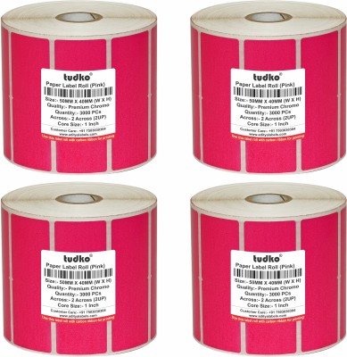 tudko 50 mm X 40 mm Chromo Self Adhesive Paper Label(Pink)