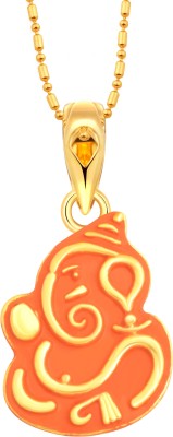 VSHINE FASHION JEWELLERY Balganpati God Religious Ganesh Idol Ganpati Pendant Locket with Chain Gold Plated Stylish Fancy Latest Design Collection Fashion Jewellery for Women, Girls, Boys and men Gold-plated Alloy, Brass Pendant