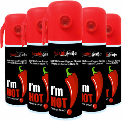 Healthgenie Self Defence, Protection & Safety Pepper Spray For Men & Women | 50 Shots, Upto 10 Feet Range | 55 mL / 35 gms of Dispensable | Pack of 5 Pepper Stream Spray