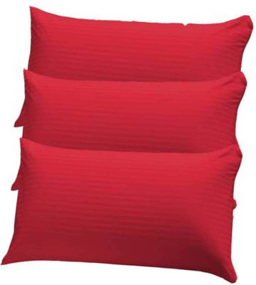 GKM Polyester Fibre Stripes Sleeping Pillow Pack of 5(Red)